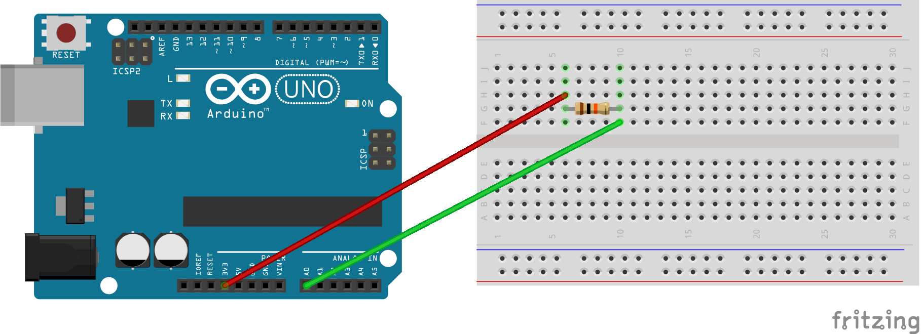 Esquema del circuito arduino voltiómetro