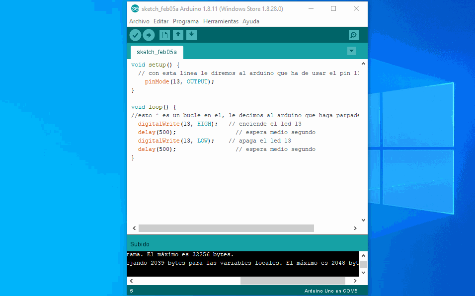 Como subir un script al arduino